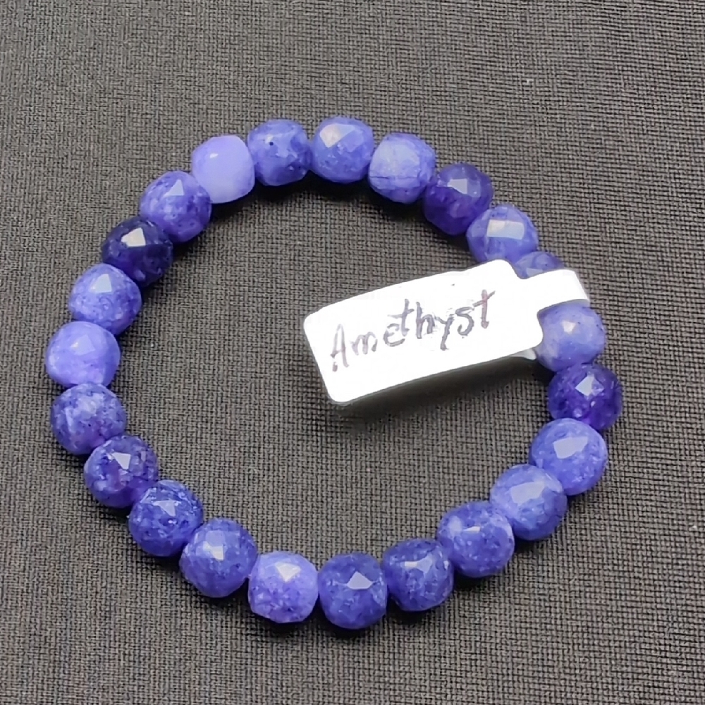 Purple Amethyst  8 mm Beaded Bracelet